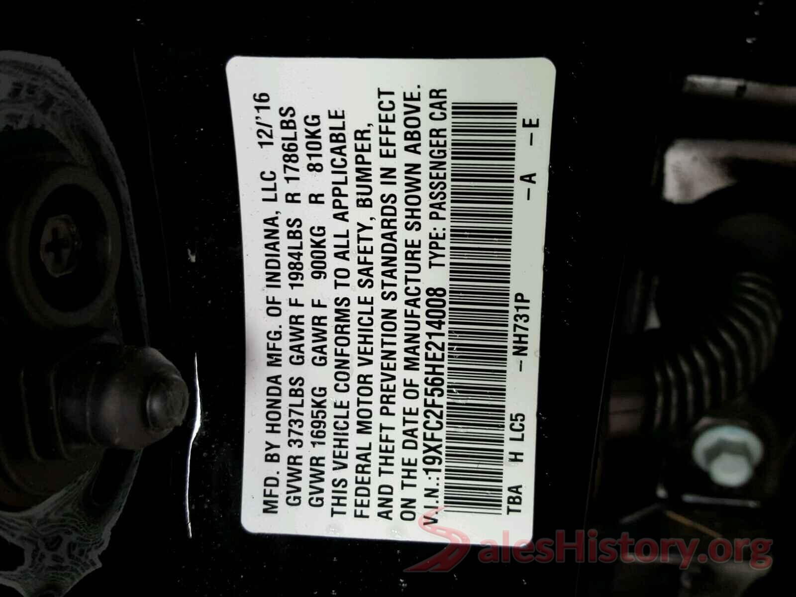 3VW167AJ8HM283045 2017 HONDA CIVIC