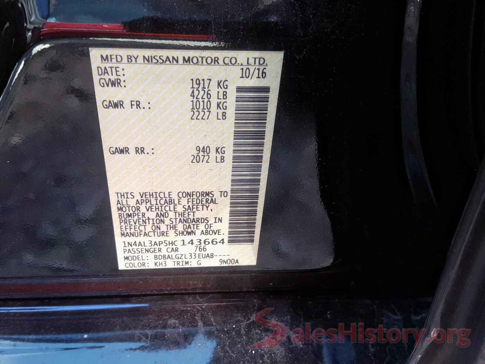 000CP5CU6KL504727 2017 NISSAN ALTIMA