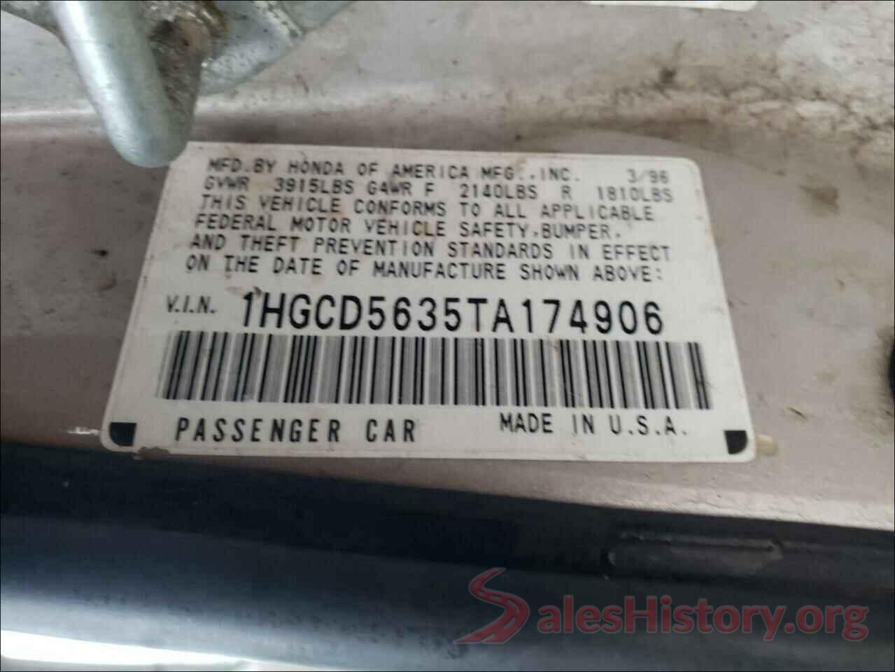 JA4AZ3A38LZ036808 1996 HONDA ACCORD