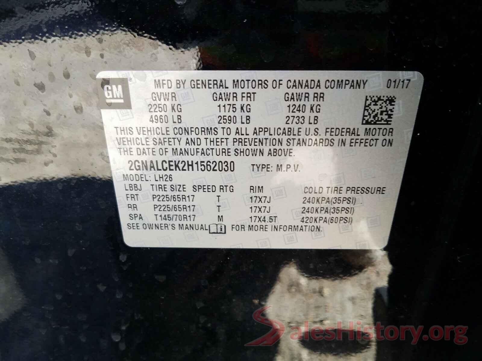 5XYP34HC9LG054794 2017 CHEVROLET EQUINOX