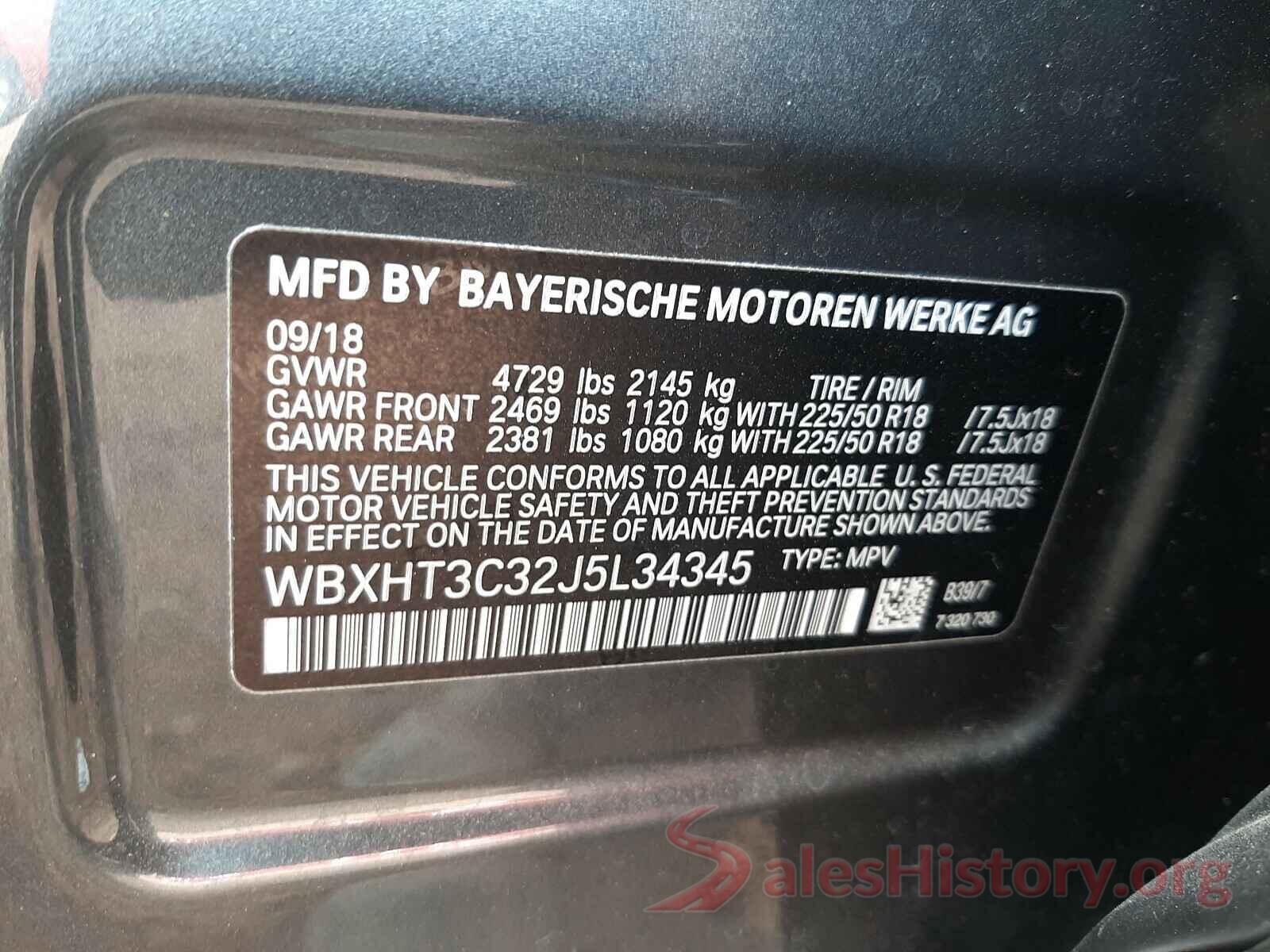 WBXHT3C32J5L34345 2018 BMW X1