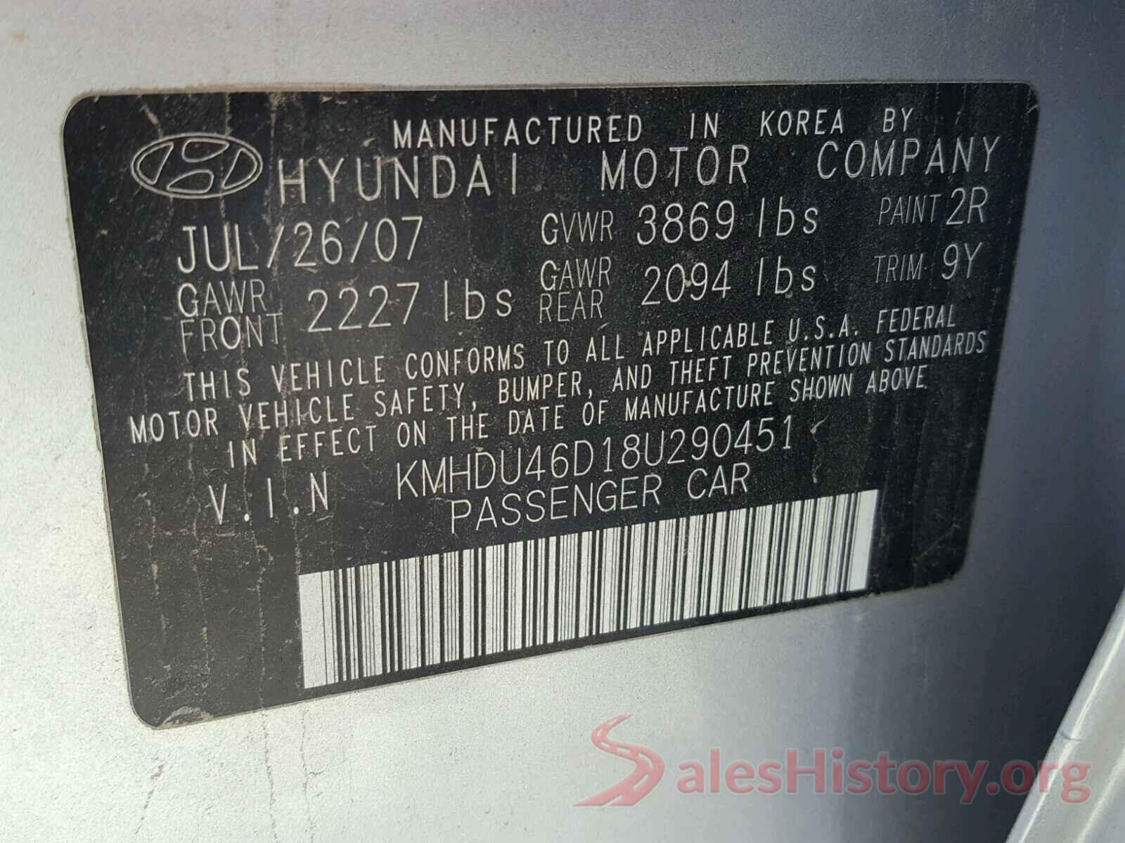 1C4PJLCB1HW560306 2008 HYUNDAI ELANTRA