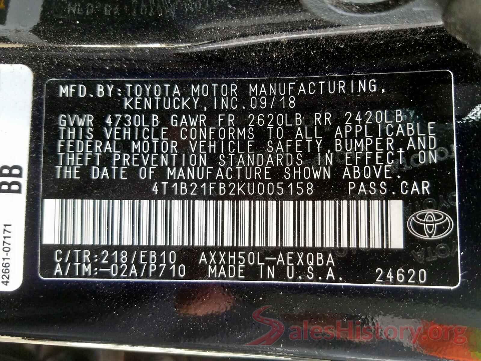 2T1BURHE5JC025775 2019 TOYOTA AVALON