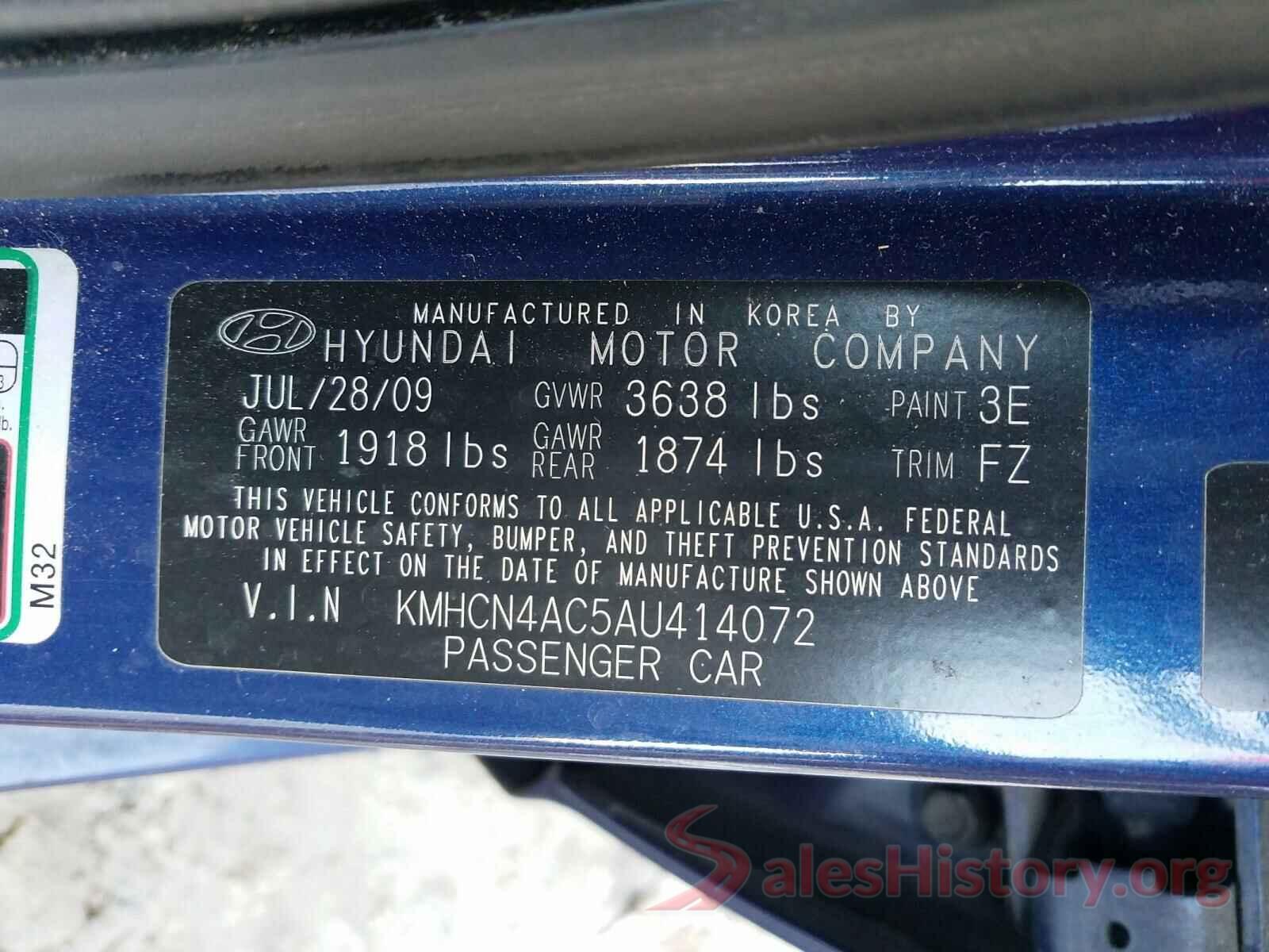 3VWC57BU6KM231716 2010 HYUNDAI ACCENT