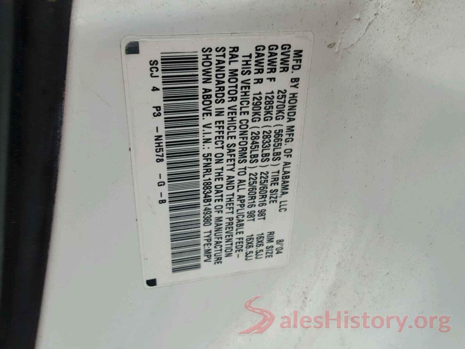 5FPYK3F86KB042602 2004 HONDA ODYSSEY