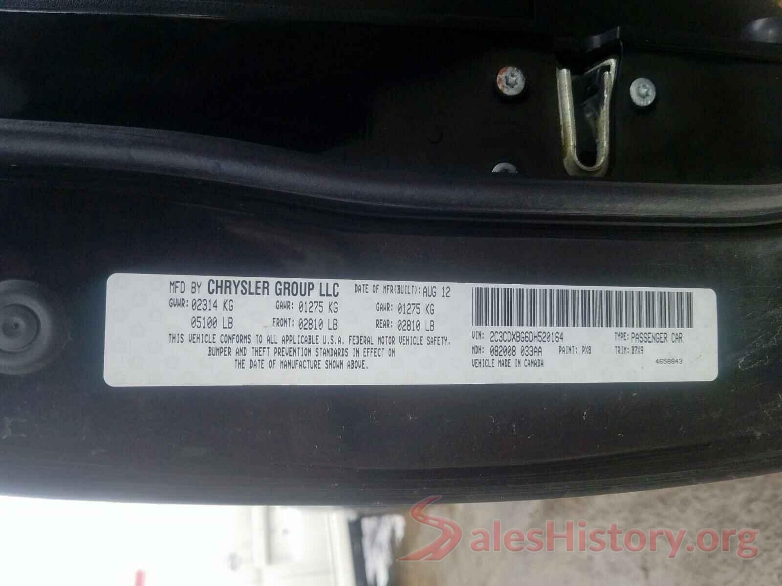 3VV2B7AX3KM143274 2013 DODGE CHARGER