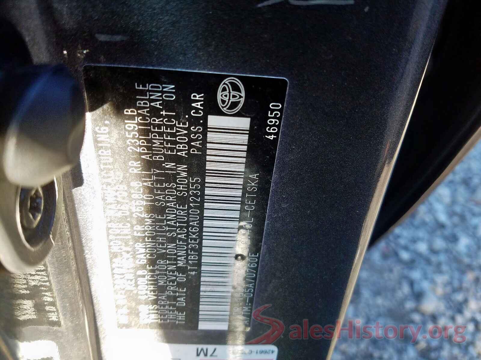 3VWDB7AJXJM247887 2010 TOYOTA CAMRY