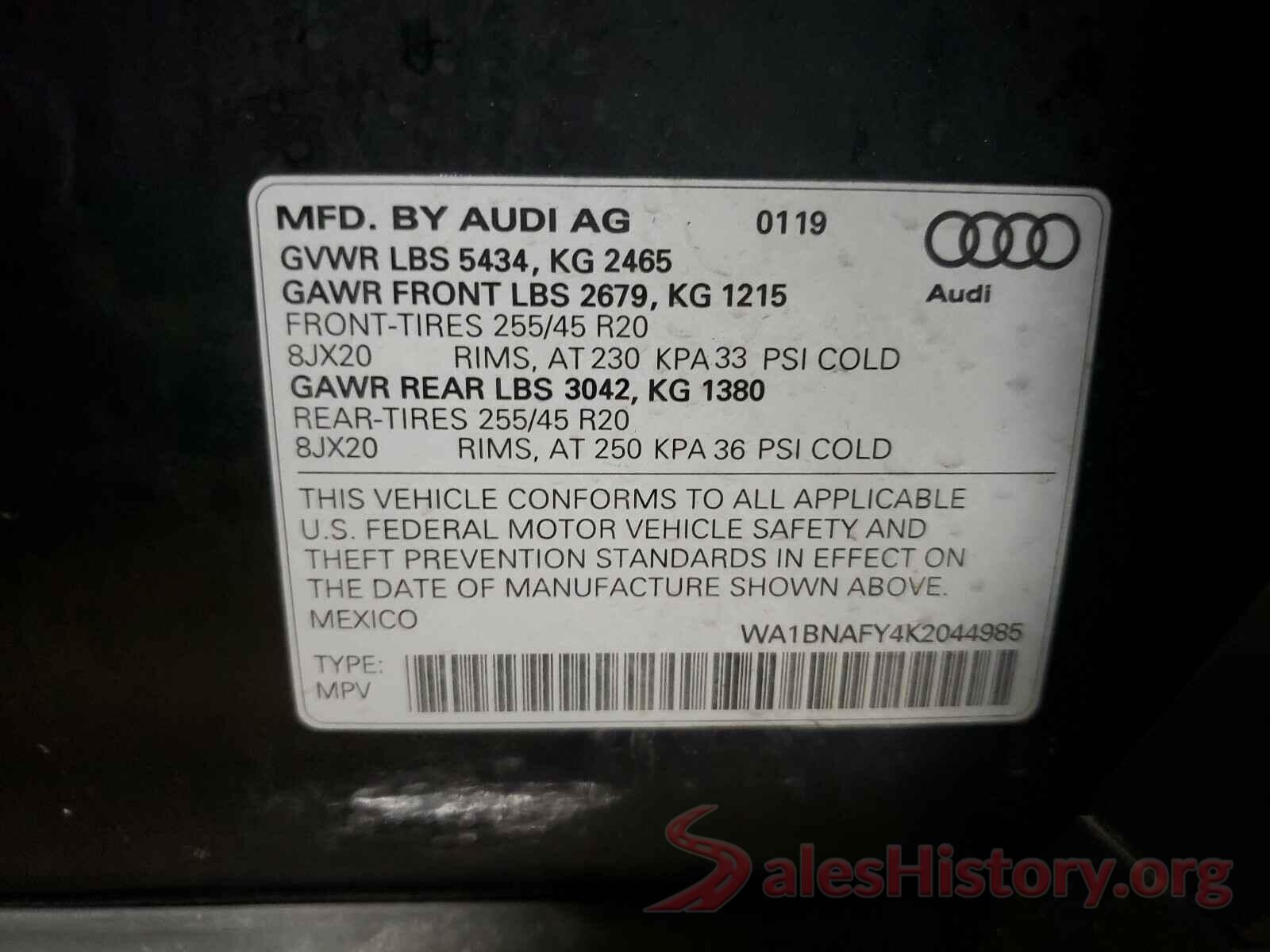 WA1BNAFY4K2044985 2019 AUDI Q5