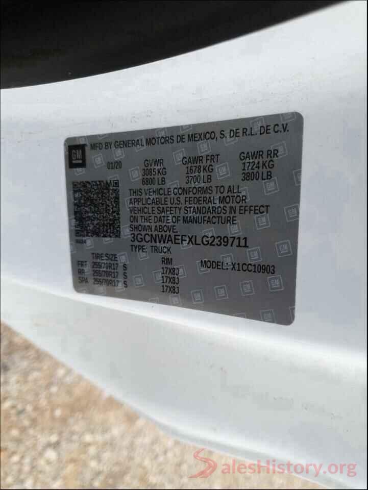 3GCNWAEFXLG239711 2020 CHEVROLET SILVERADO