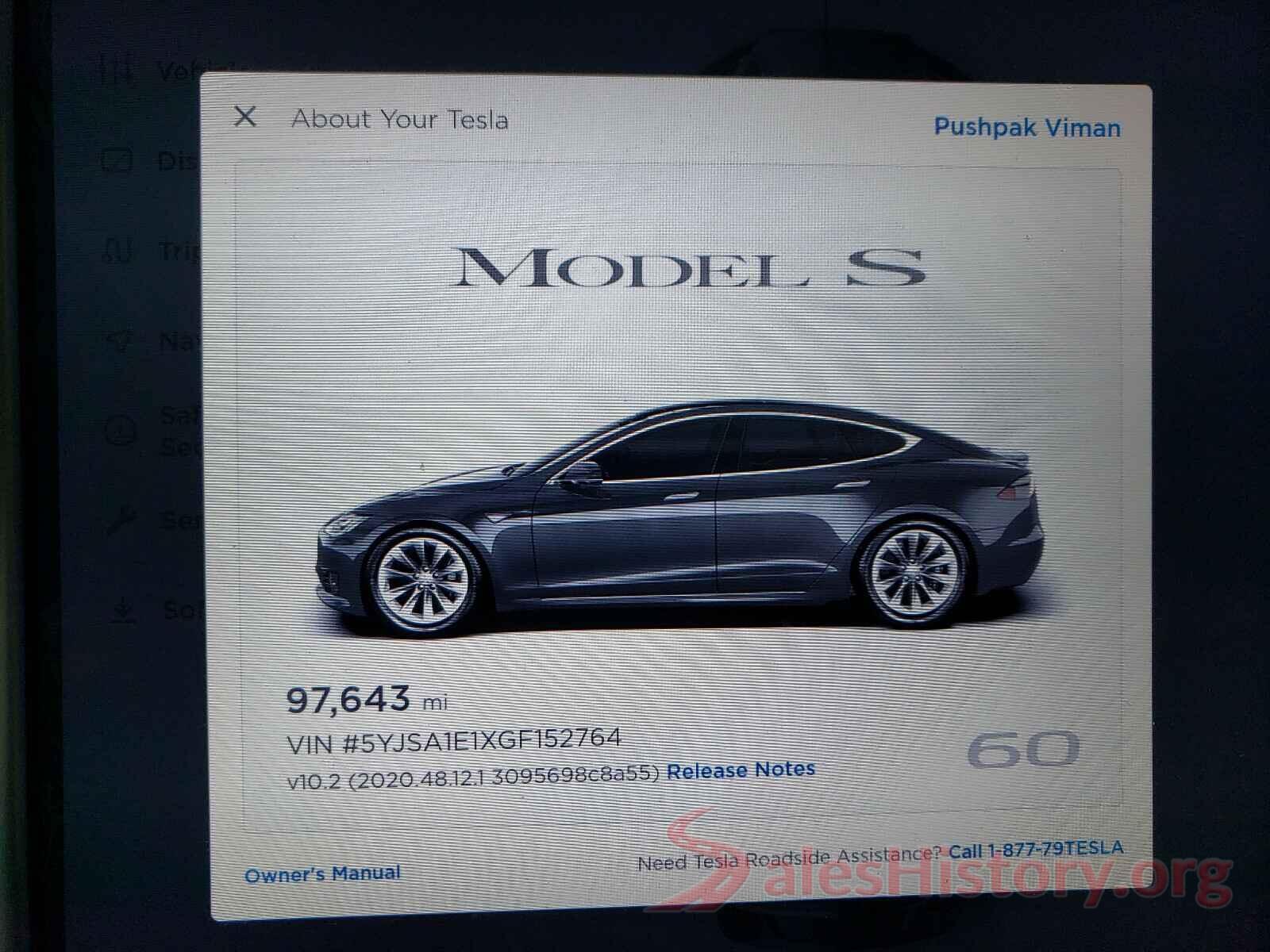 5YJSA1E1XGF152764 2016 TESLA MODEL S