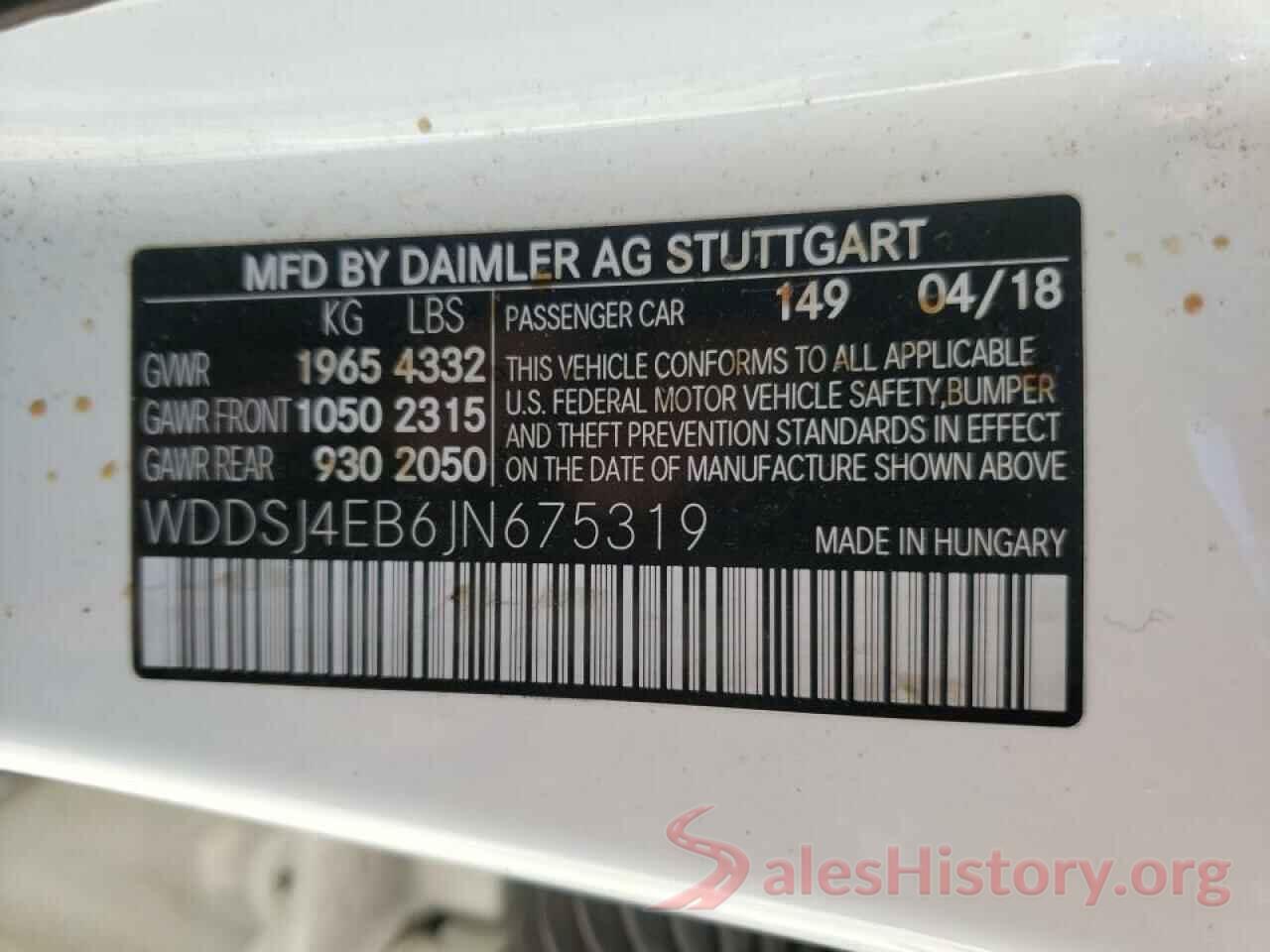 WDDSJ4EB6JN675319 2018 MERCEDES-BENZ CLA-CLASS