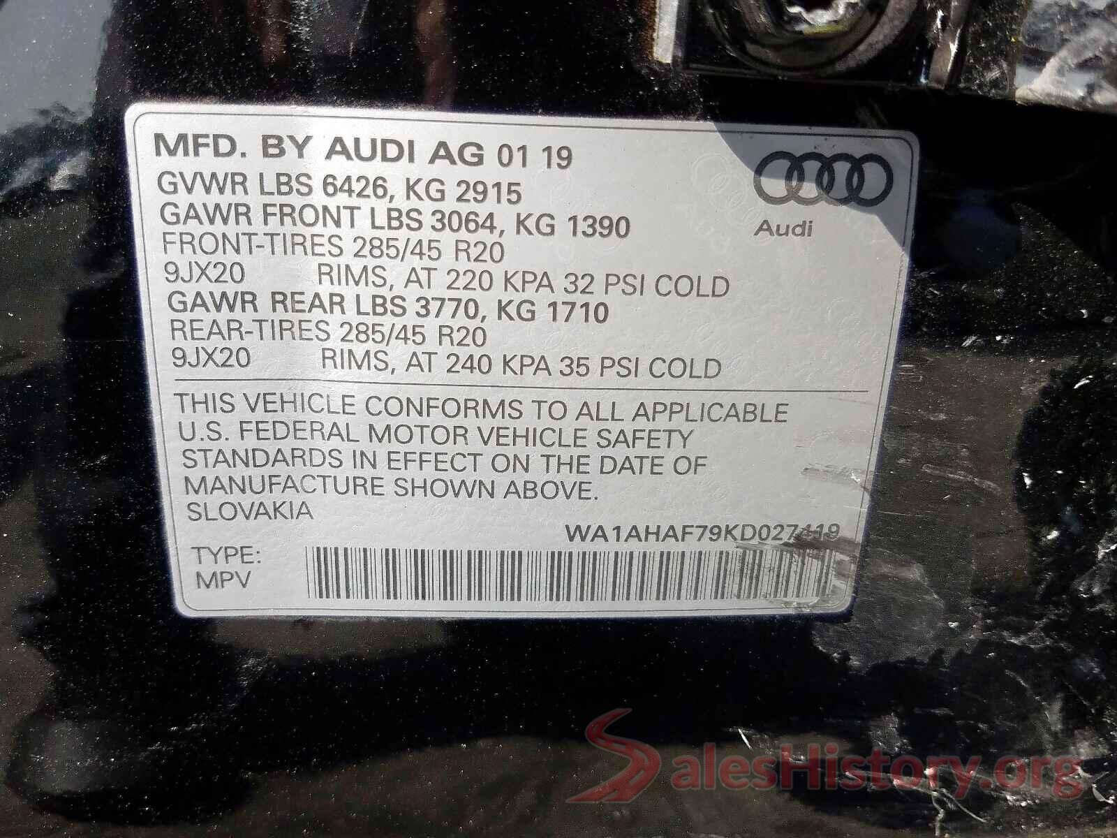 5YFEPMAE3MP164891 2019 AUDI Q7