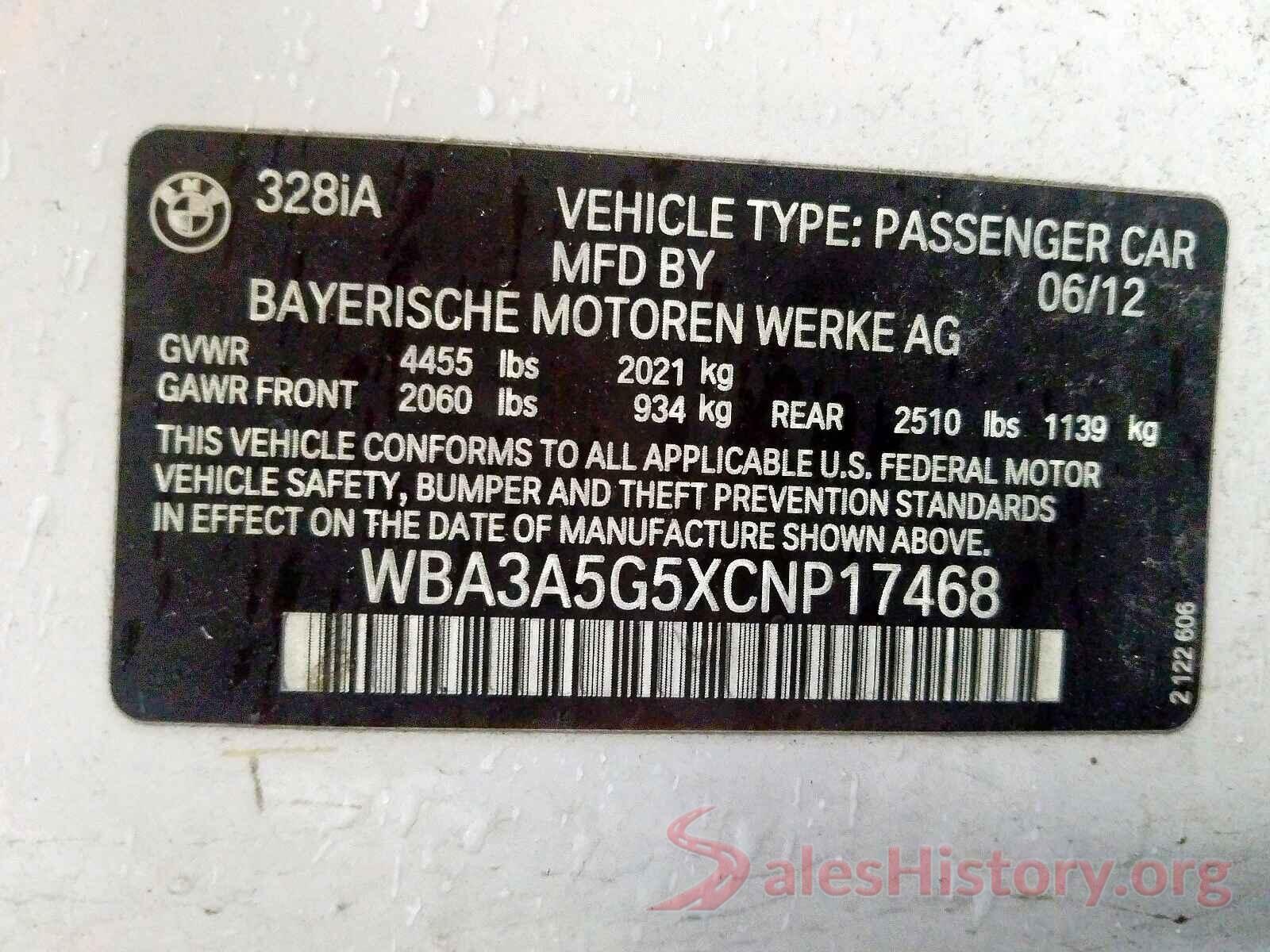 2C3CDZAG0KH748011 2012 BMW 3 SERIES