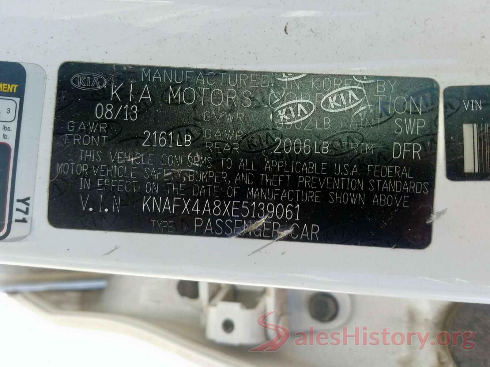 5TFEM5F11JX130319 2014 KIA FORTE