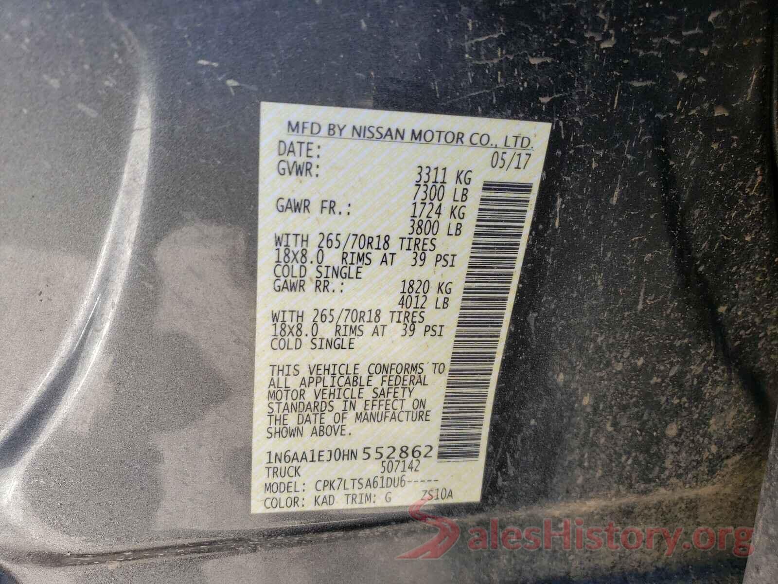 1N6AA1EJ0HN552862 2017 NISSAN TITAN