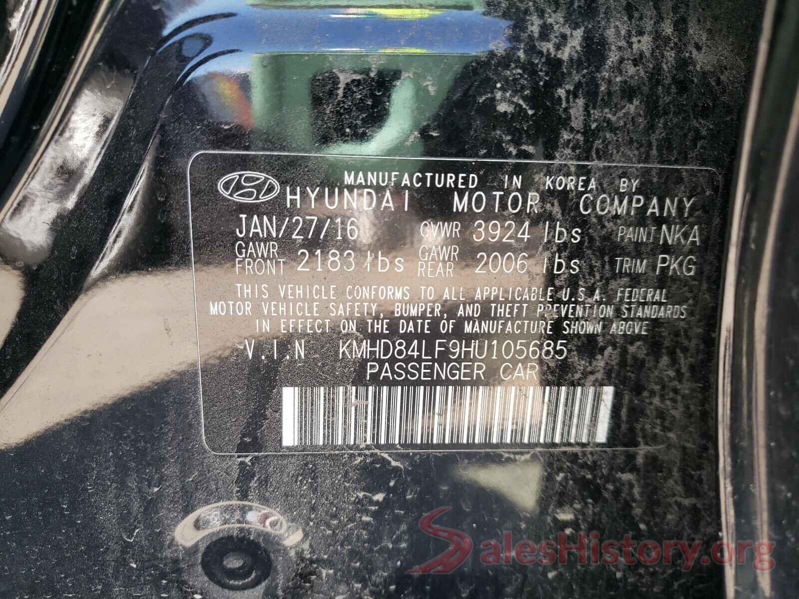 KMHD84LF9HU105685 2017 HYUNDAI ELANTRA