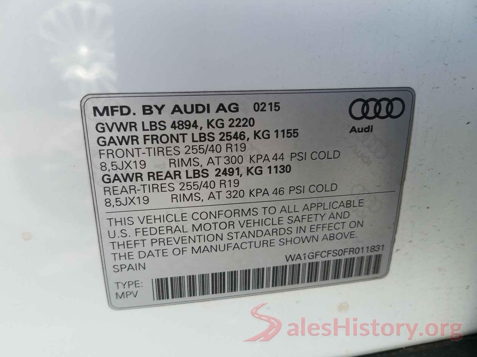 5UXCR4C0XL9D48363 2015 AUDI Q3