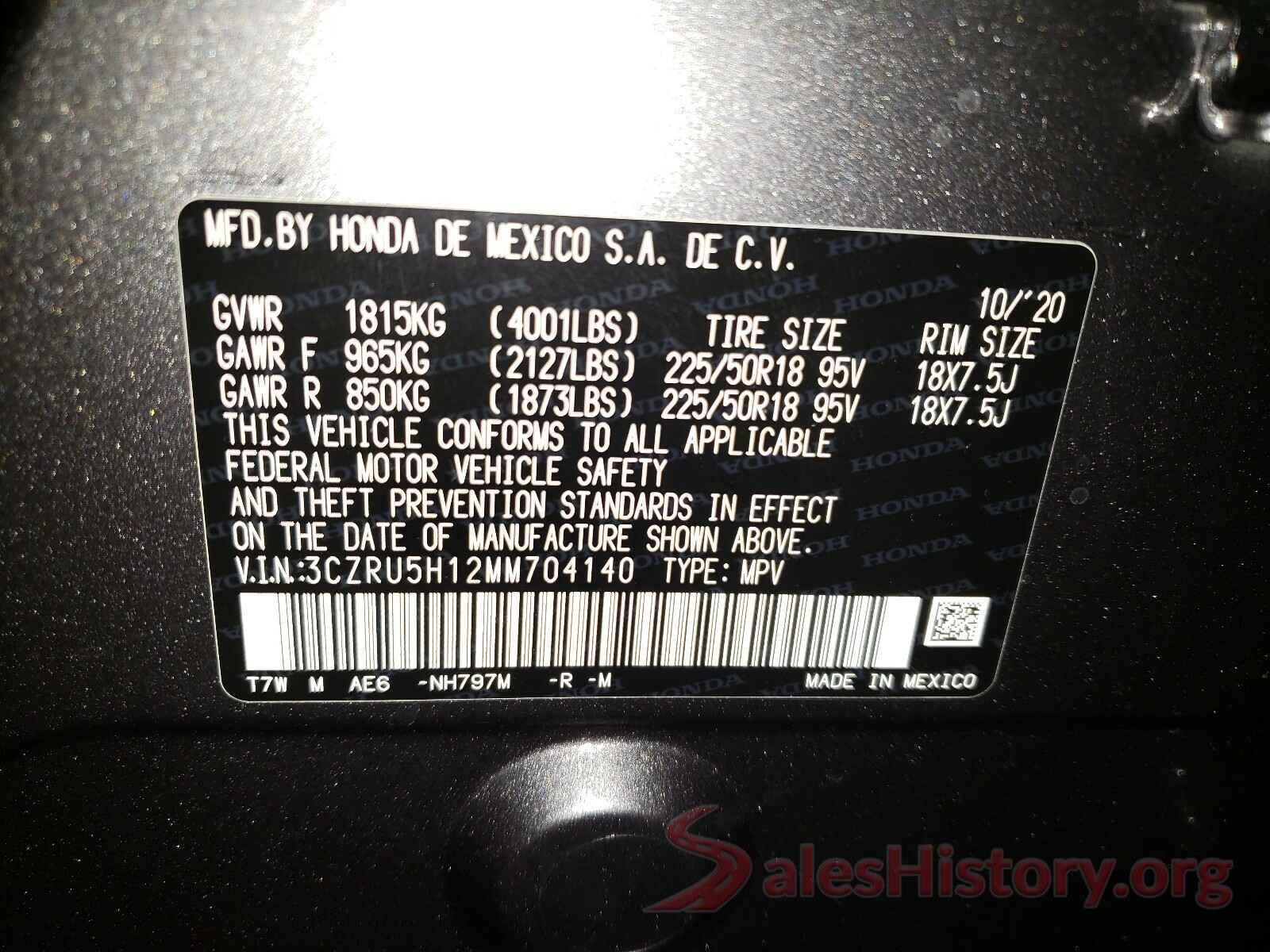 5XYPKDA54GG097220 2021 HONDA HR-V