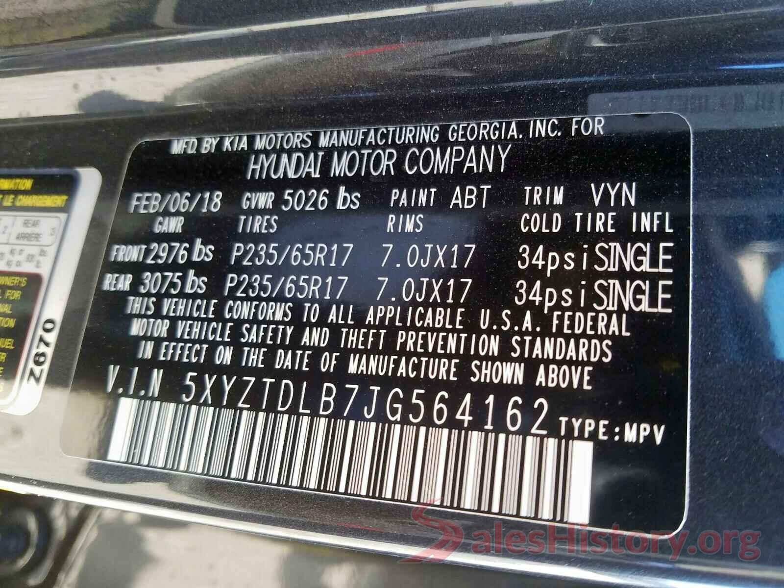 KMHTC6AD2HU313494 2018 HYUNDAI SANTA FE