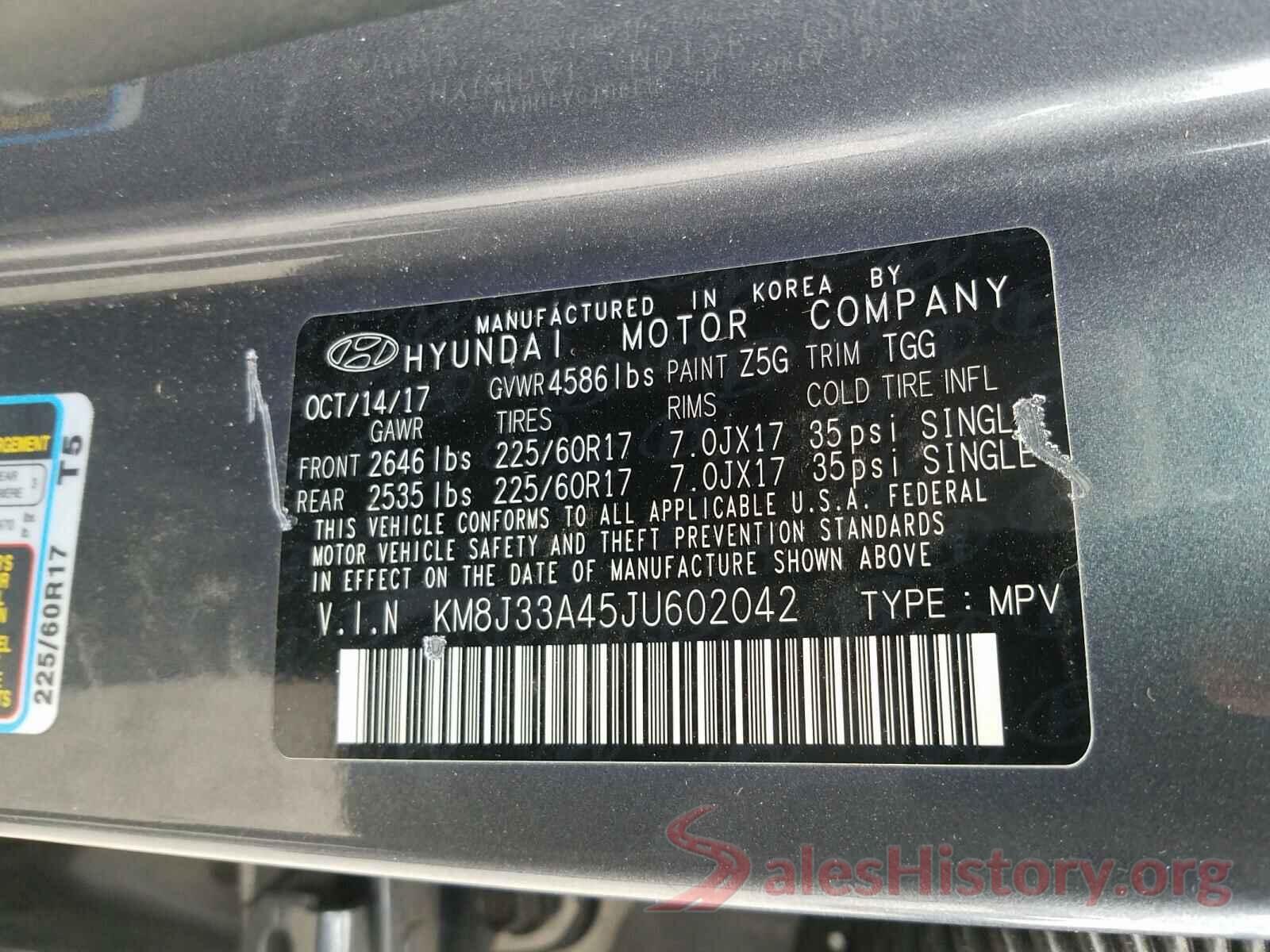 KM8J33A45JU602042 2018 HYUNDAI TUCSON