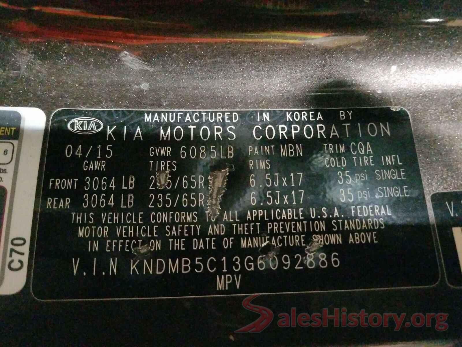 KNDMB5C13G6092886 2016 KIA SEDONA