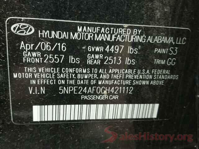 SALCP2BG6HH696660 2016 HYUNDAI SONATA