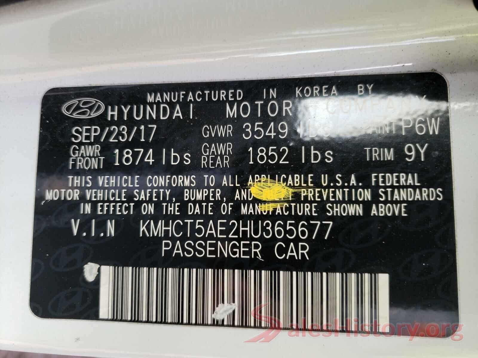 KMHCT5AE2HU365677 2018 HYUNDAI ACCENT