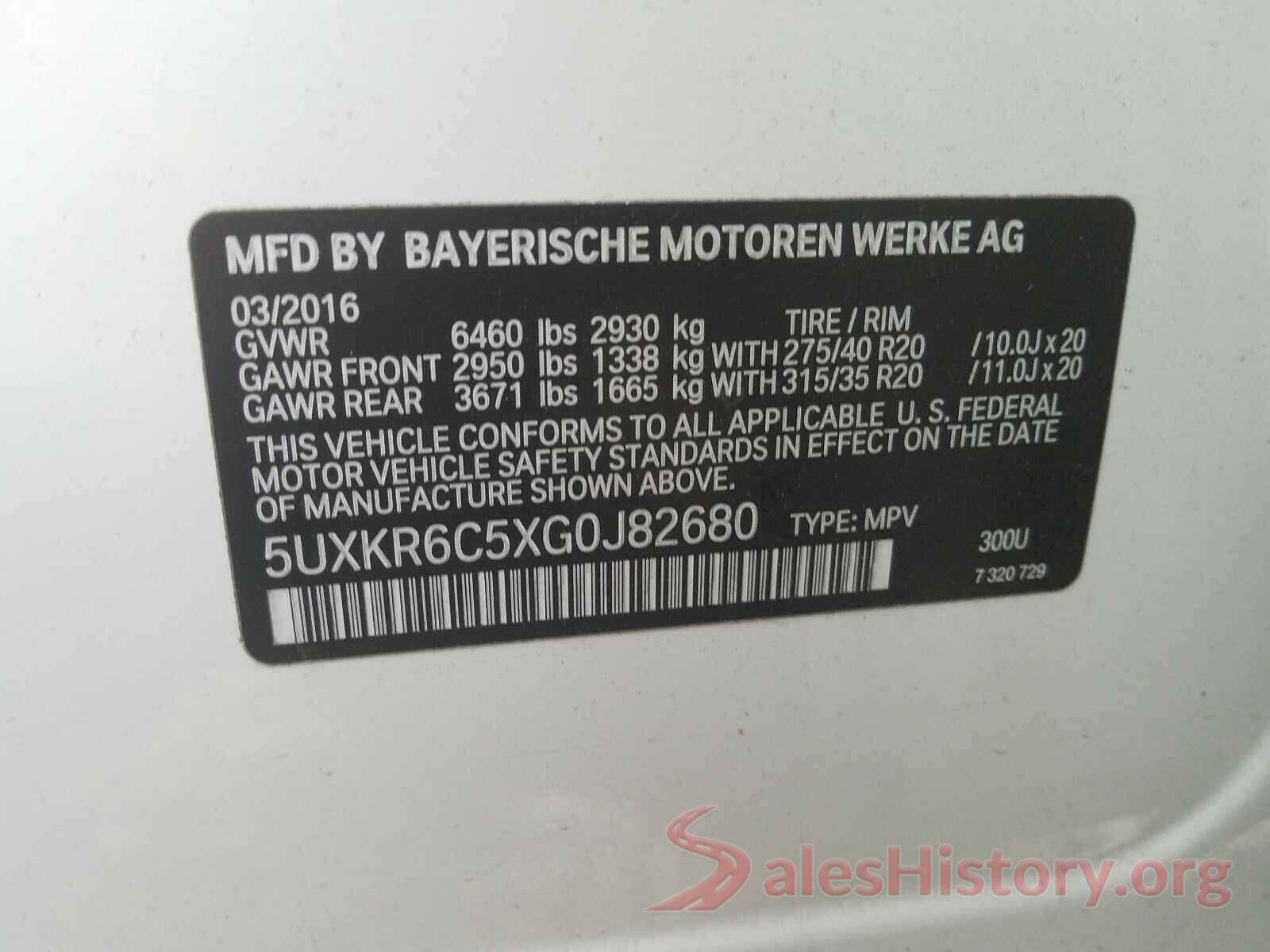 5UXKR6C5XG0J82680 2016 BMW X5