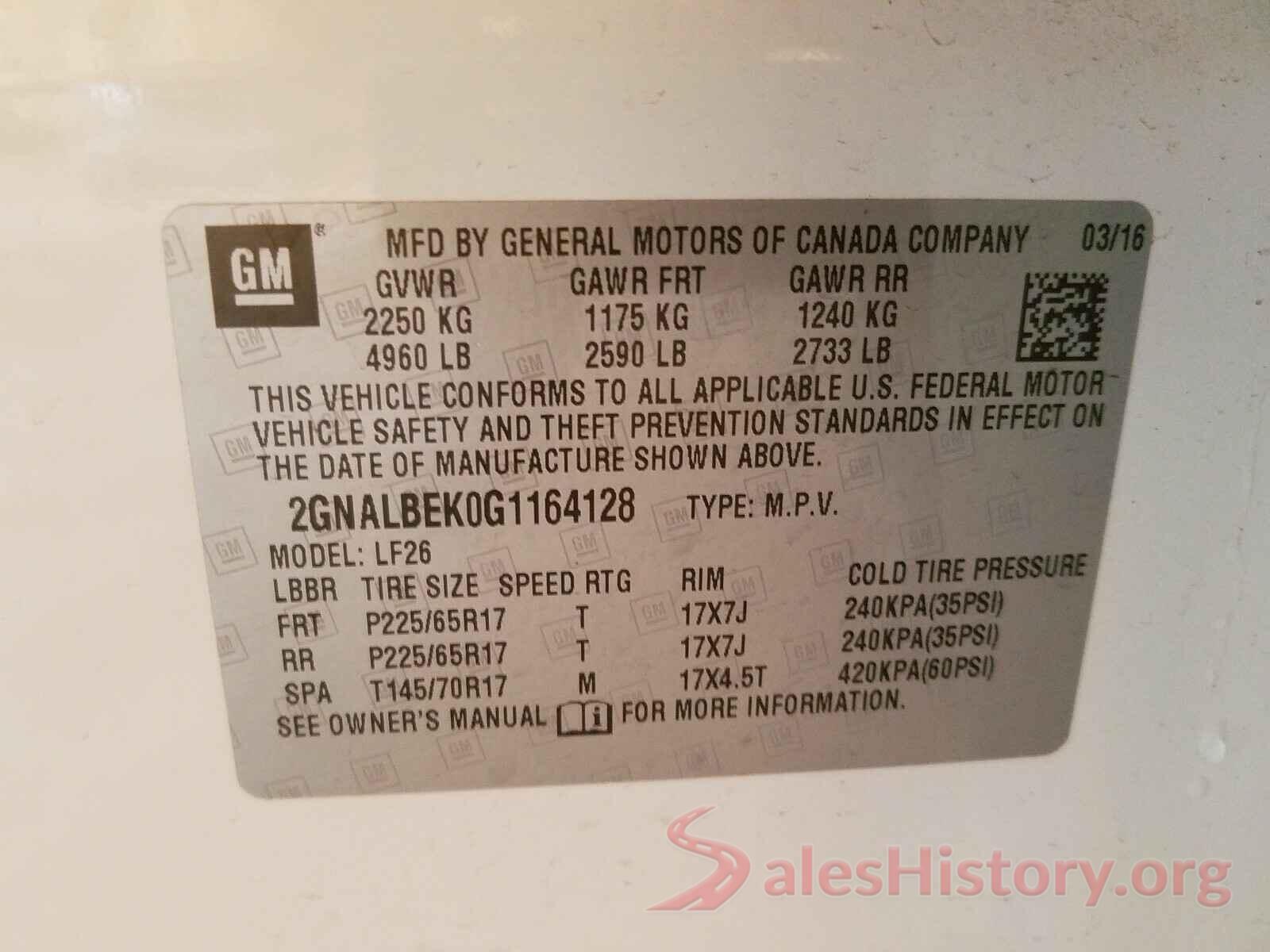 2GNALBEK0G1164128 2016 CHEVROLET EQUINOX