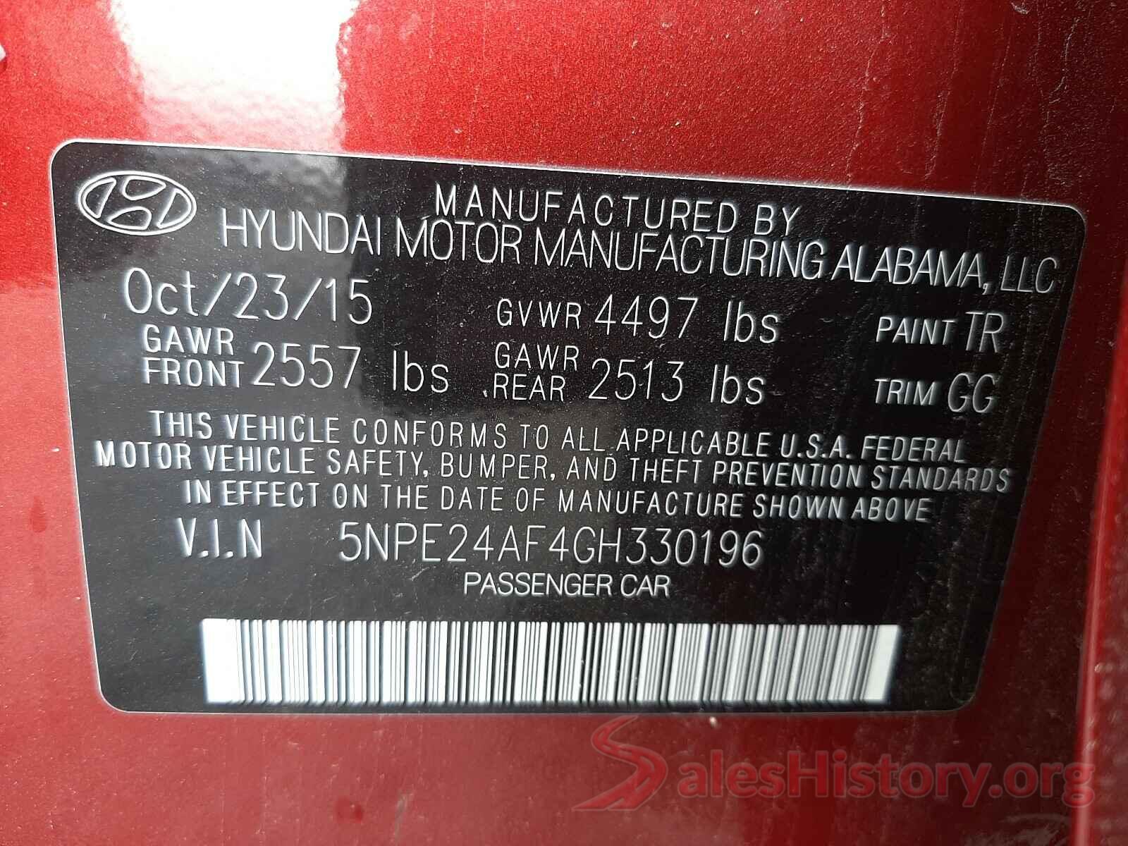 5NPE24AF4GH330196 2016 HYUNDAI SONATA