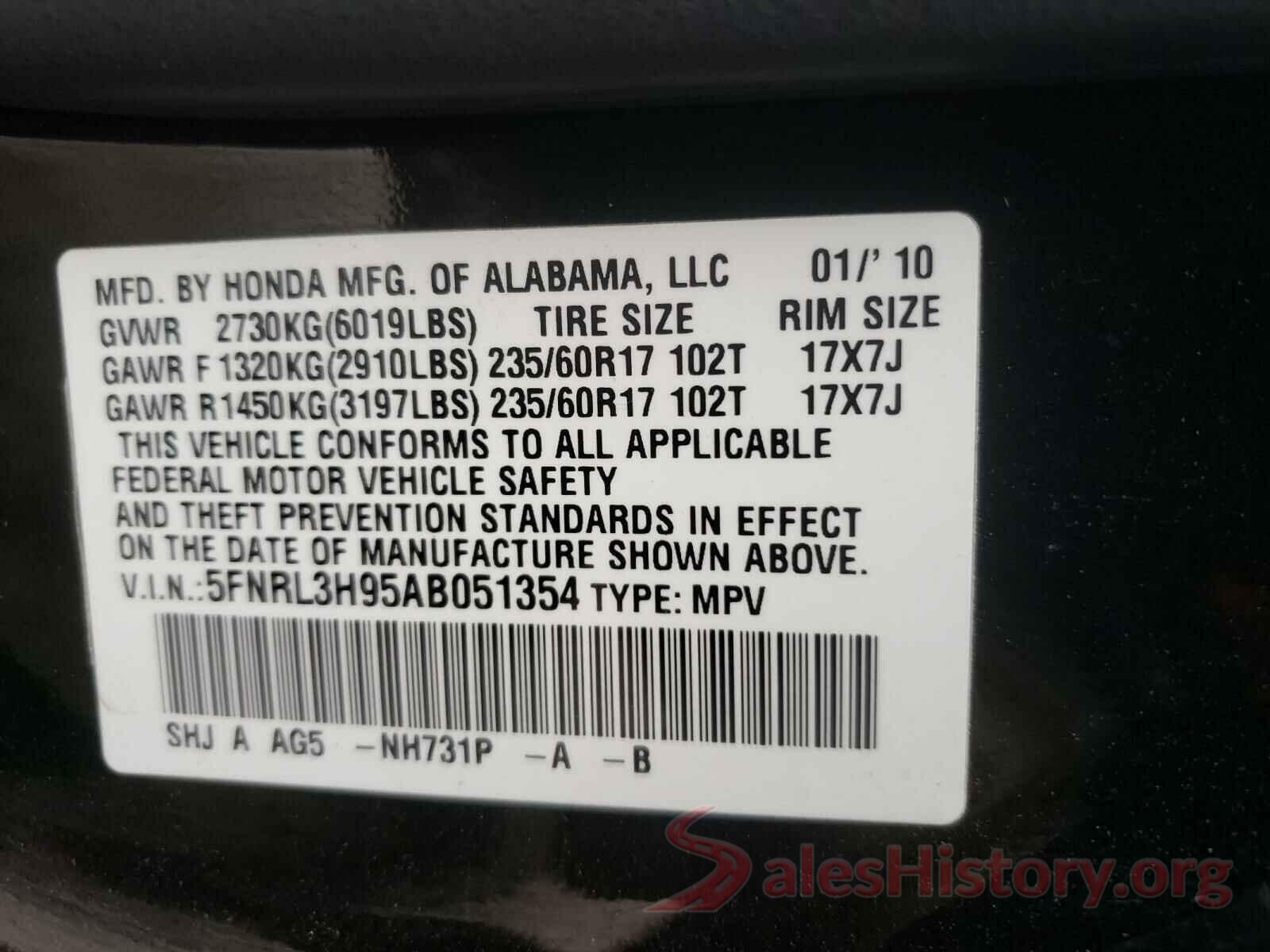 KNMAT2MVXGP602970 2010 HONDA ODYSSEY