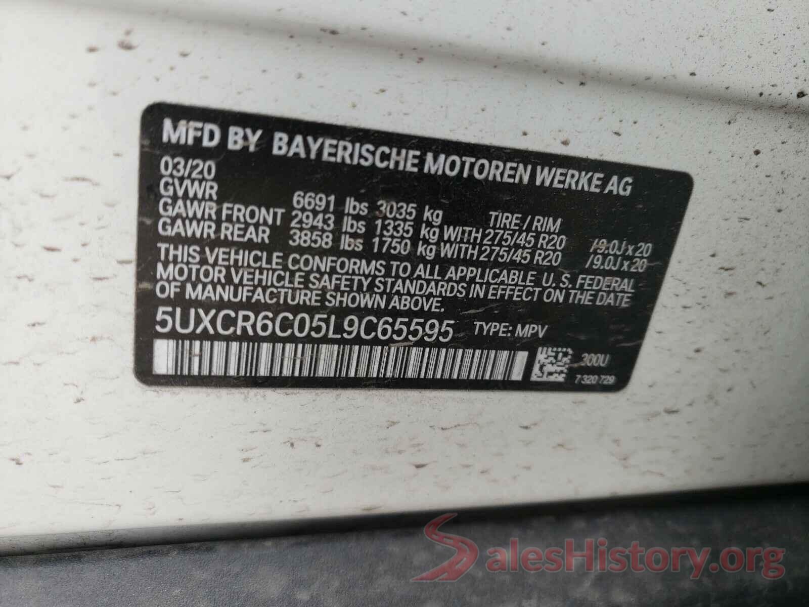 5UXCR6C05L9C65595 2020 BMW X5