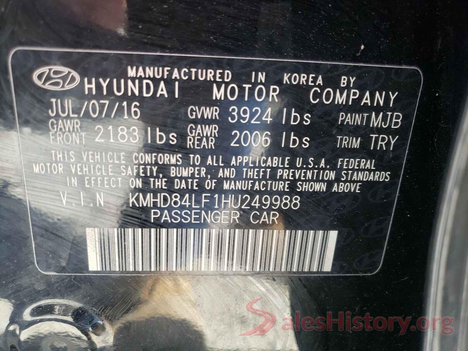 KMHD84LF1HU249988 2017 HYUNDAI ELANTRA