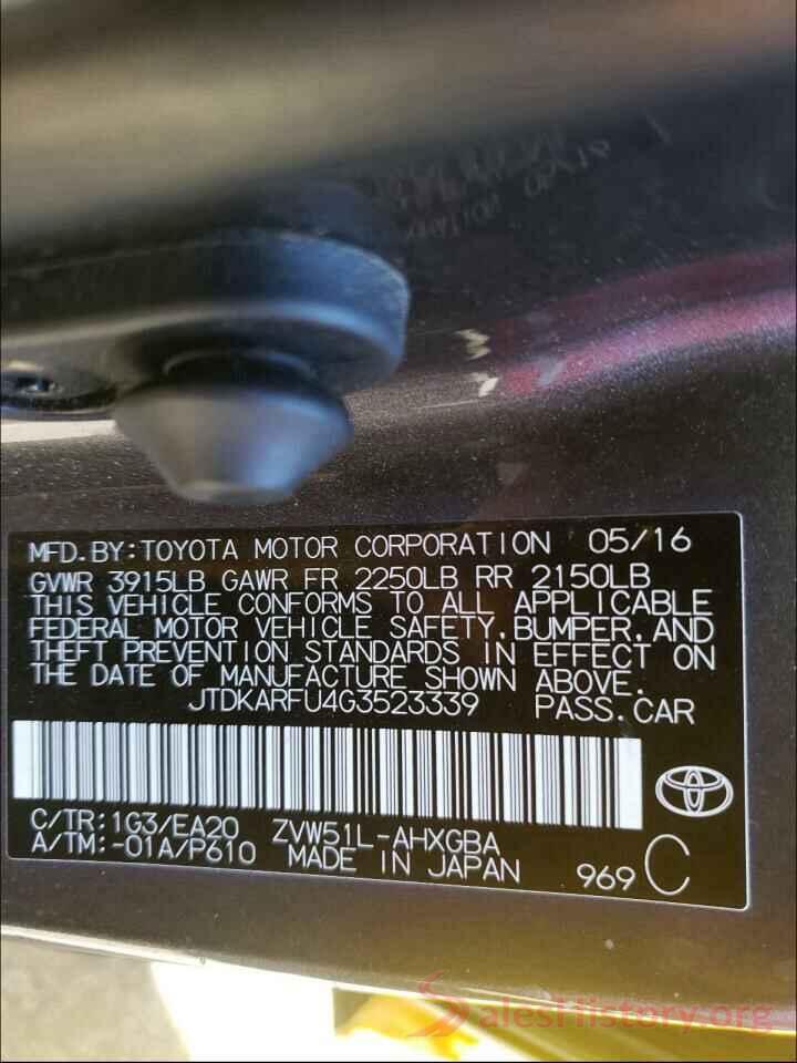 JTDKARFU4G3523339 2016 TOYOTA PRIUS