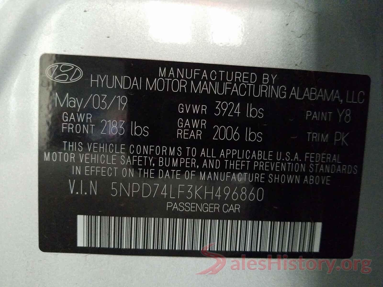 1N4AA6AP1HC386119 2019 HYUNDAI ELANTRA