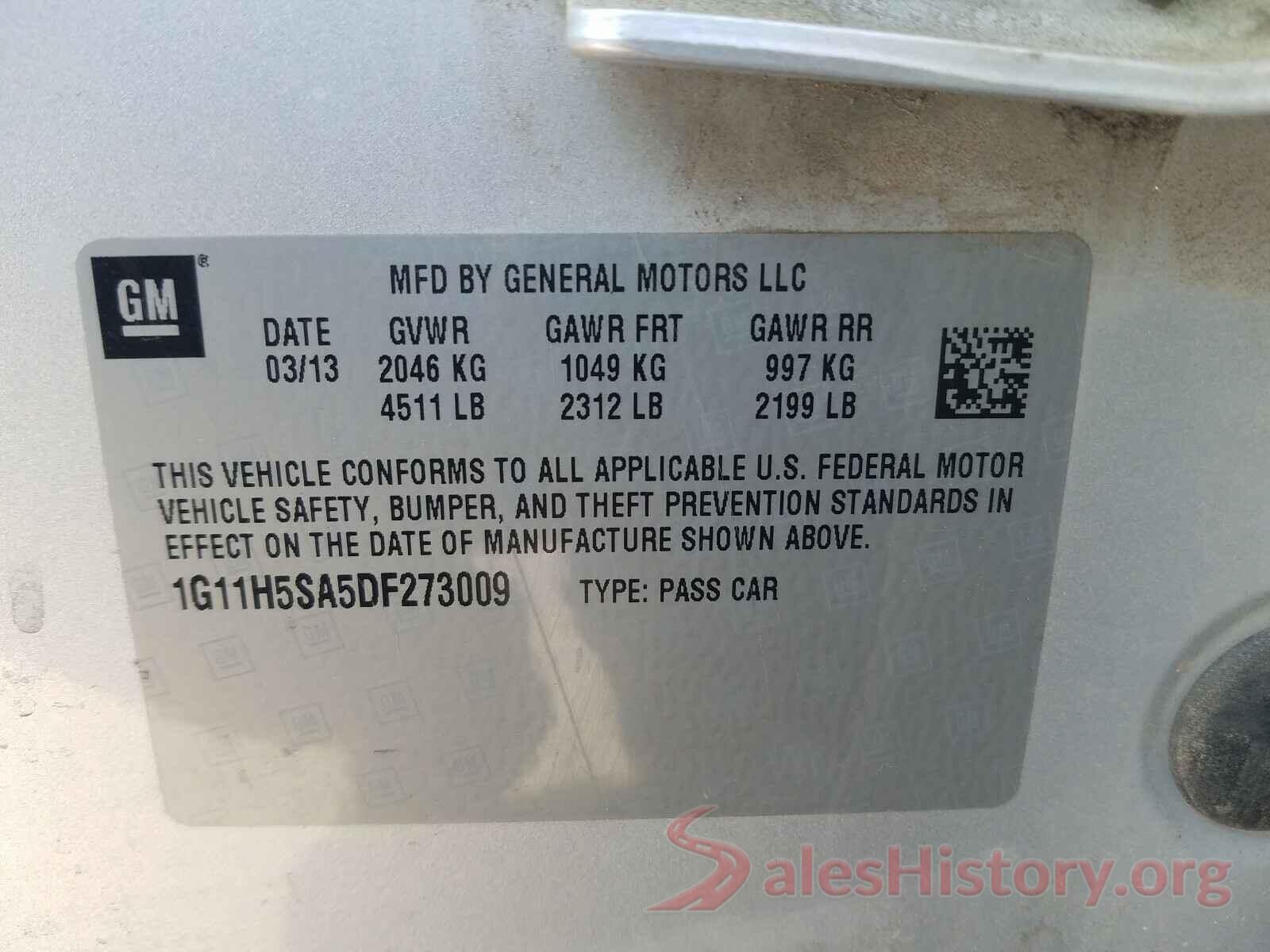 3KPFK4A78HE017638 2013 CHEVROLET MALIBU