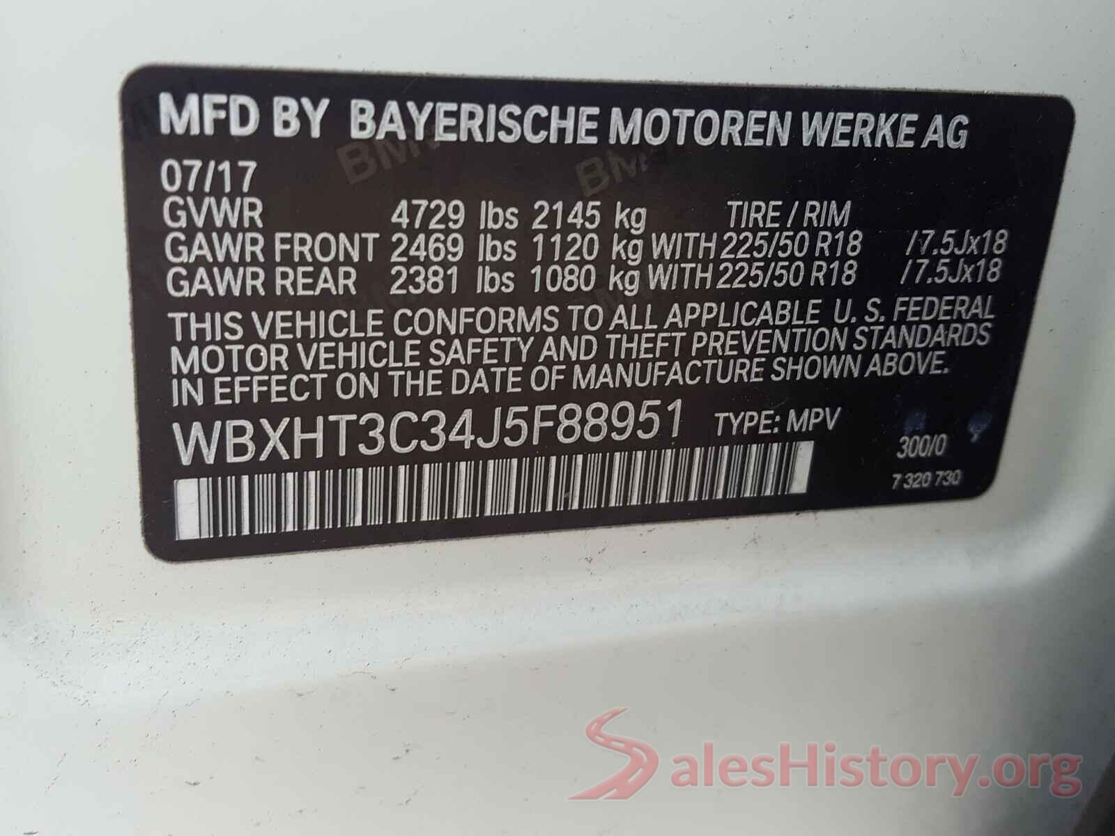 WBXHT3C34J5F88951 2018 BMW X1