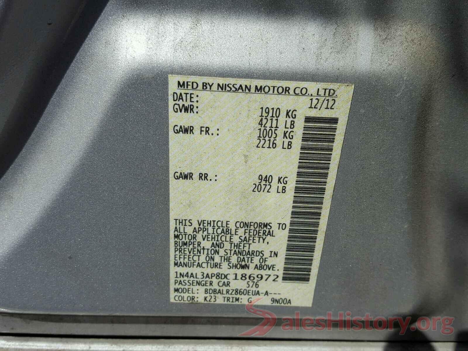 3N1CN8EV6ML855007 2013 NISSAN ALTIMA