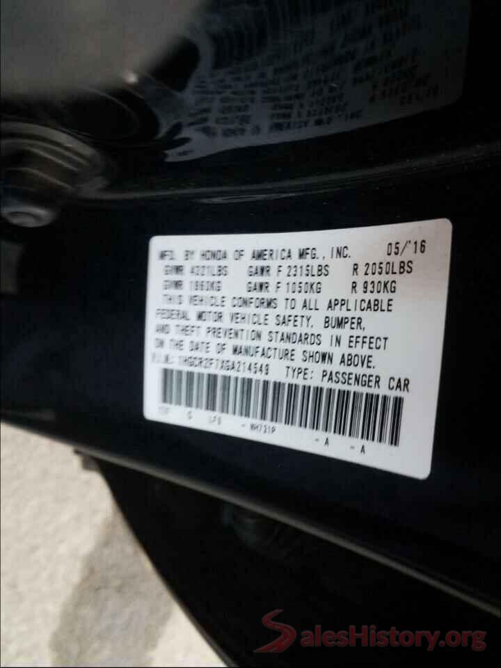 1HGCR2F7XGA214549 2016 HONDA ACCORD