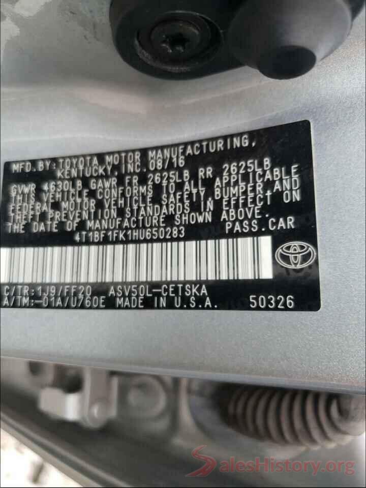 4T1BF1FK1HU650283 2017 TOYOTA CAMRY