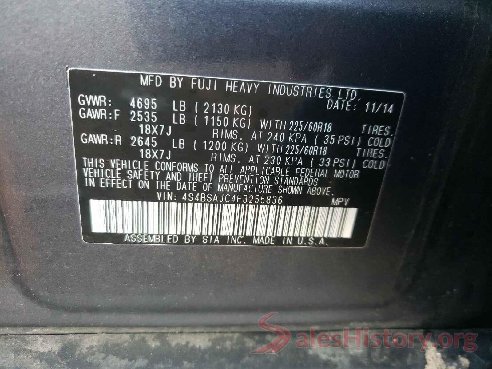 5YJ3E1EB0JF146691 2015 SUBARU OUTBACK