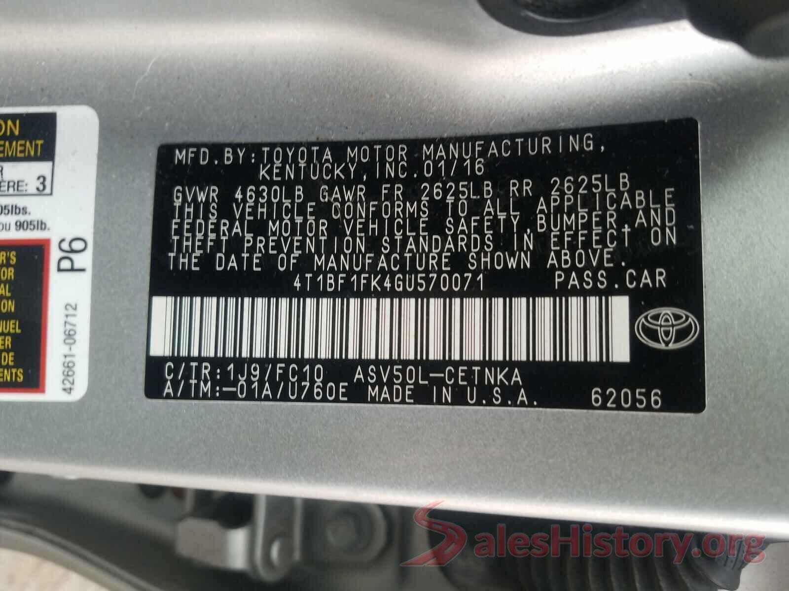 4T1BF1FK4GU570071 2016 TOYOTA CAMRY