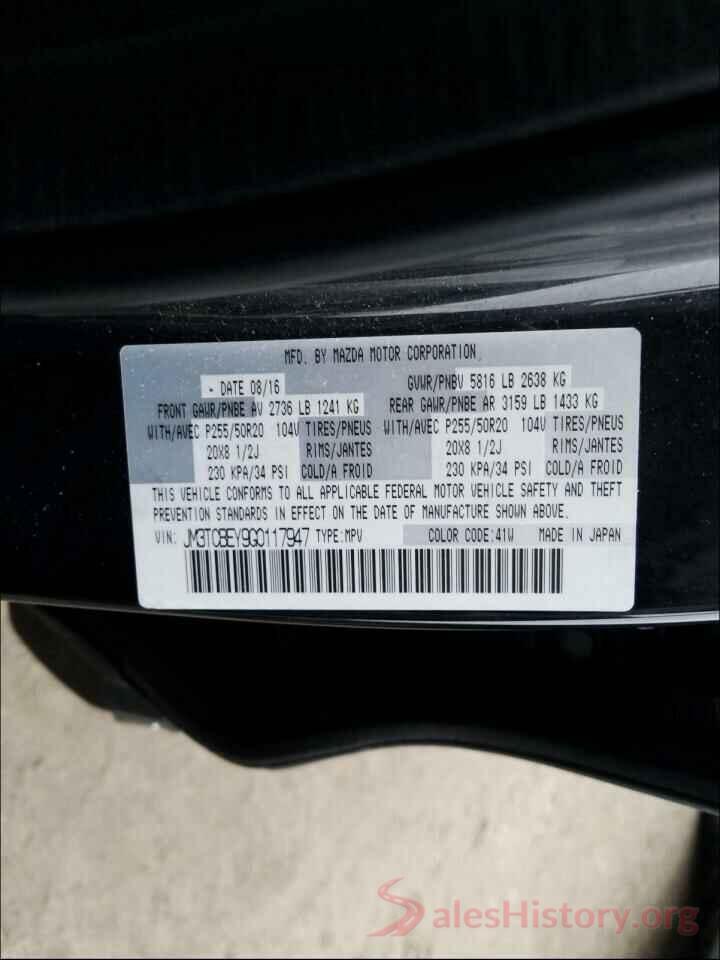 JM3TCBEY9G0117947 2016 MAZDA CX-9