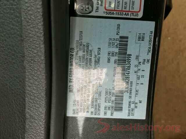 2T3RFREV7HW610354 2007 LINCOLN MKZ