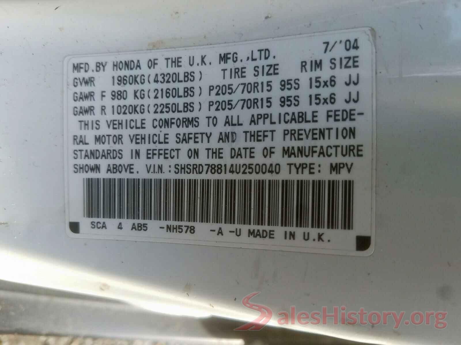 5TDDZRFHXJS868952 2004 HONDA CR-V EX