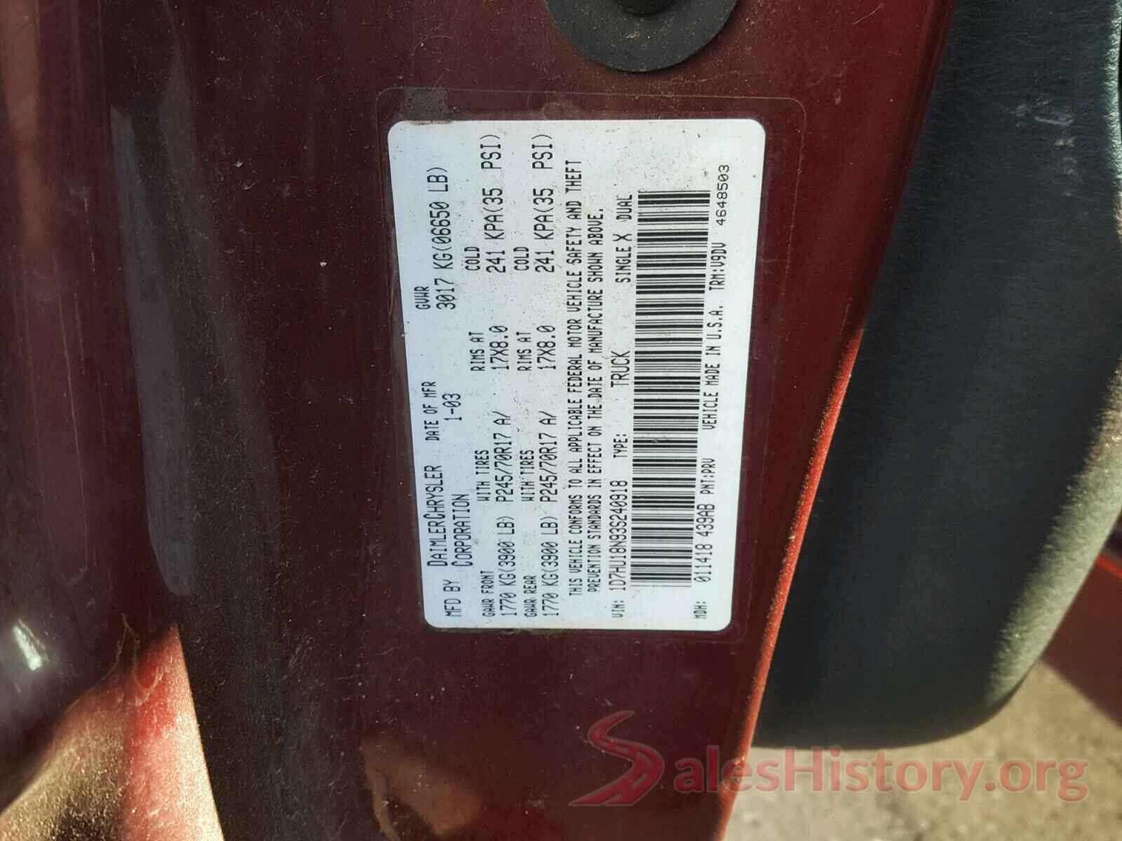 3N1CP5DV2ML475964 2003 DODGE RAM 1500