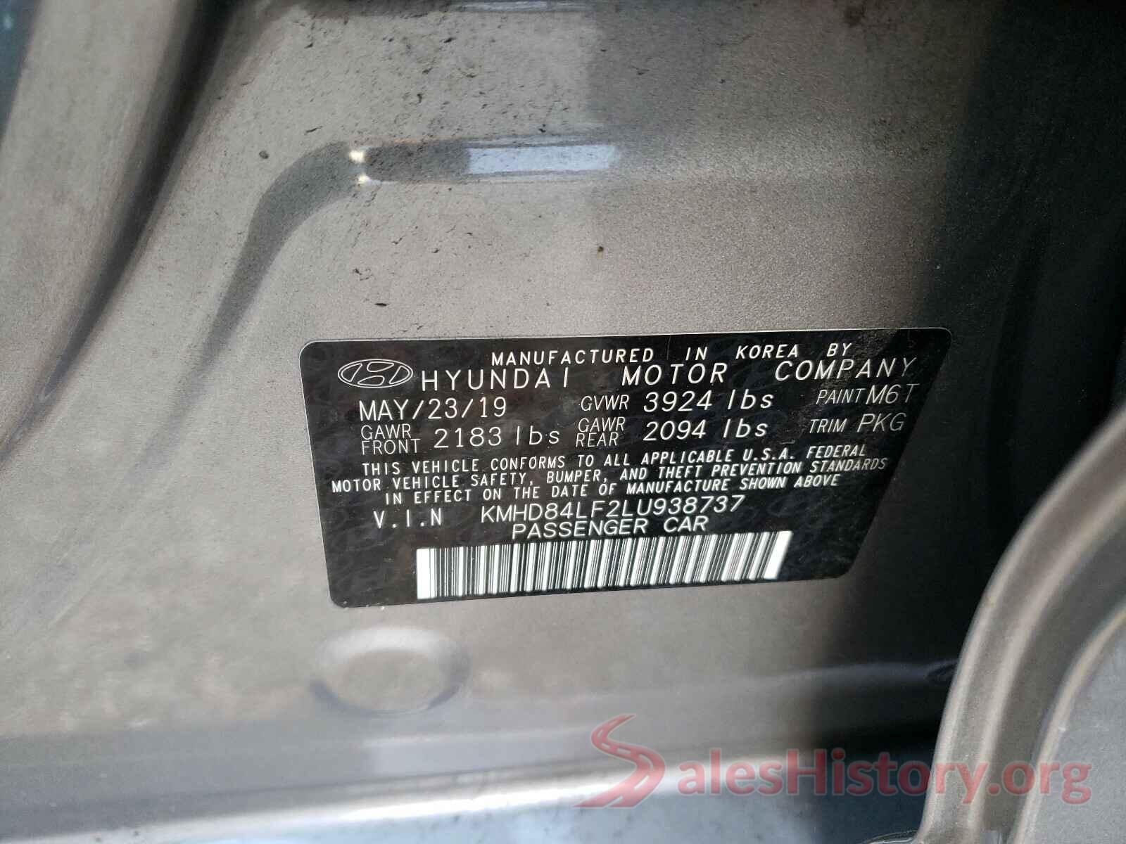 KMHD84LF2LU938737 2020 HYUNDAI ELANTRA