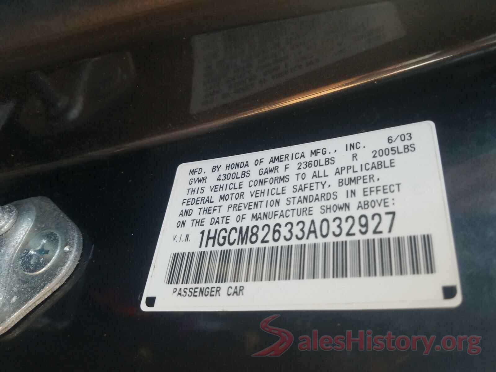 2HGFC2F72JH598933 2003 HONDA ACCORD