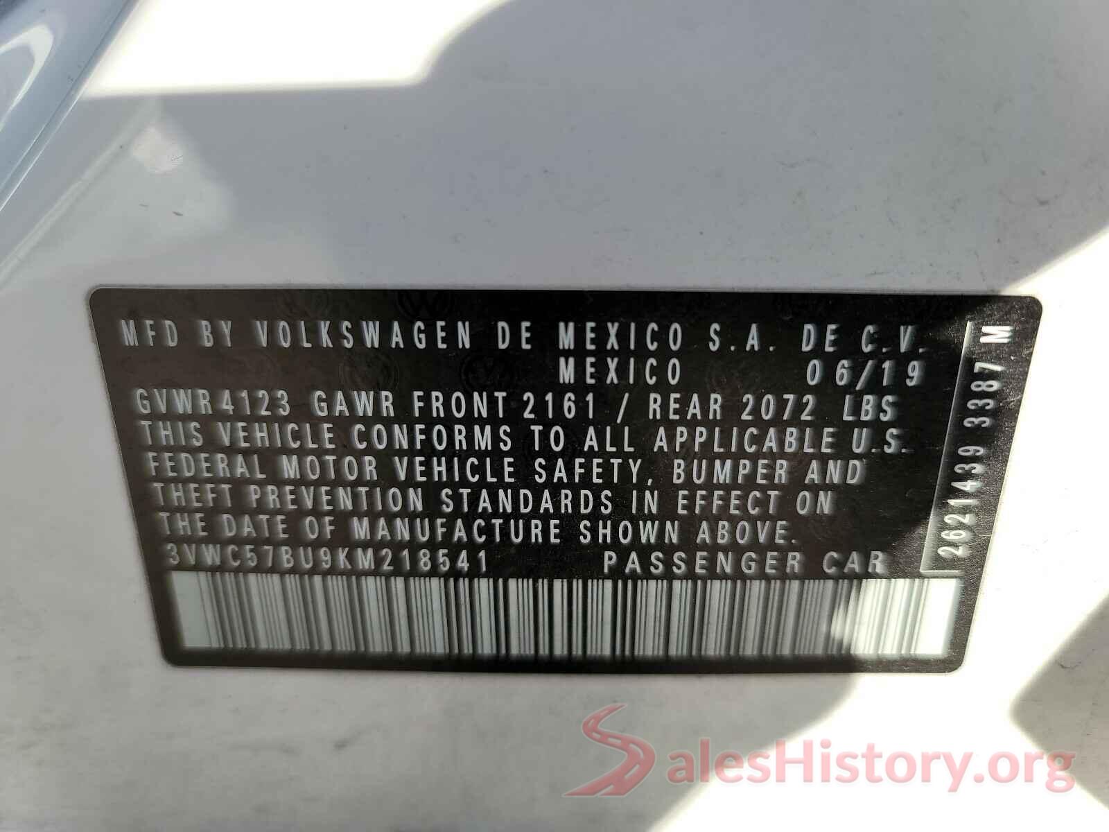 3VWC57BU9KM218541 2019 VOLKSWAGEN JETTA