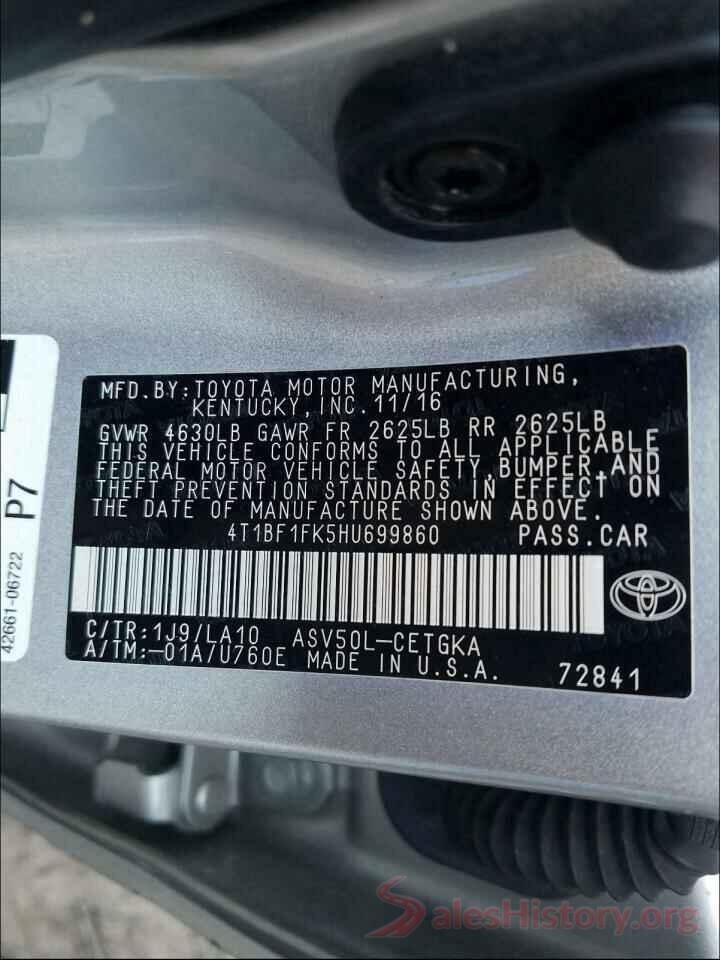 4T1BF1FK5HU699860 2017 TOYOTA CAMRY